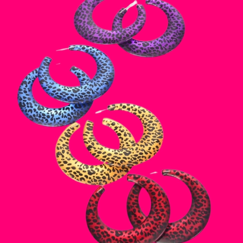 Big Sexy Leopard Print Hoop Earrings - Rockabilly